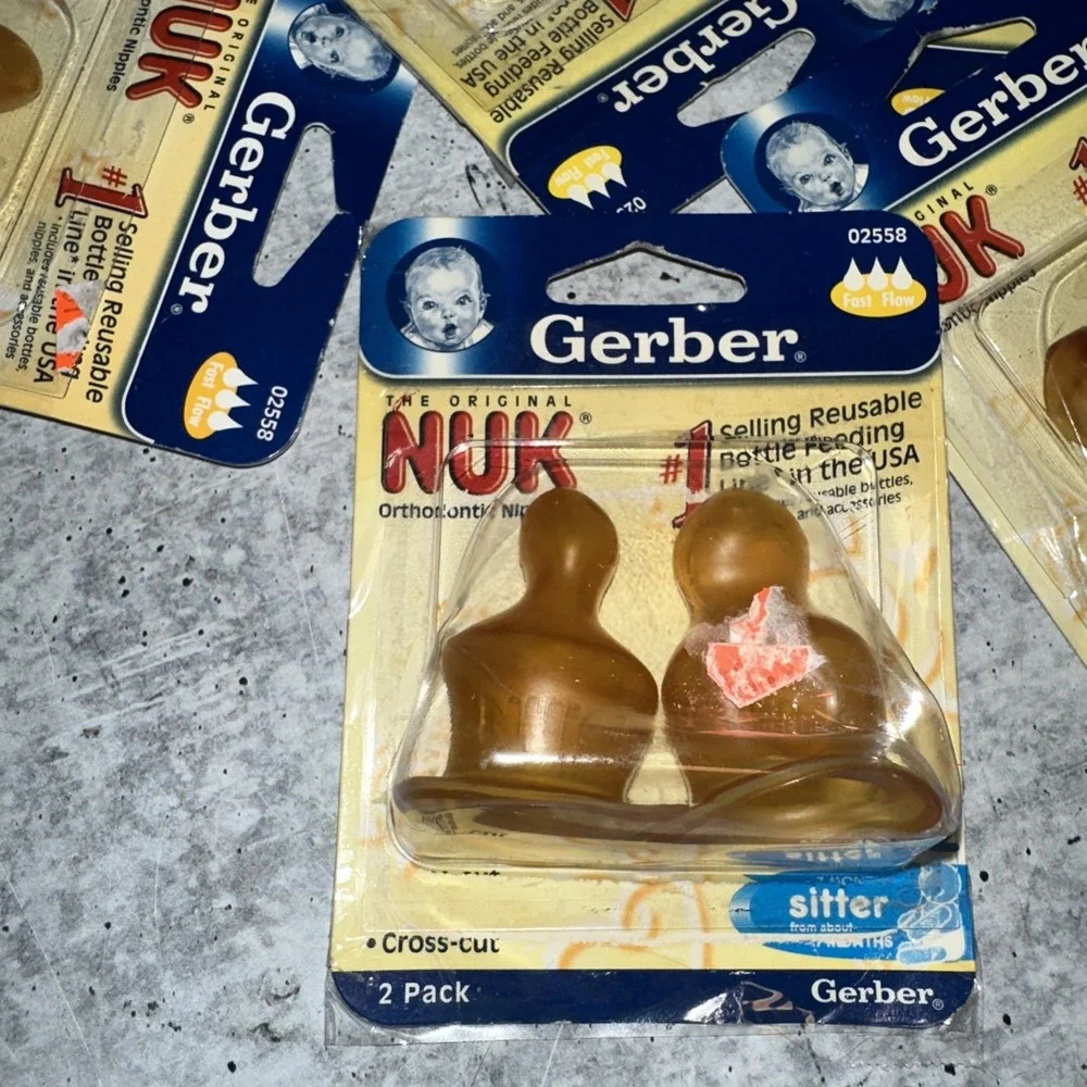 As Is 5- 2pk Gerber NUK Orthodontic Latex Bottle Nipples Fast Flow Sz 2